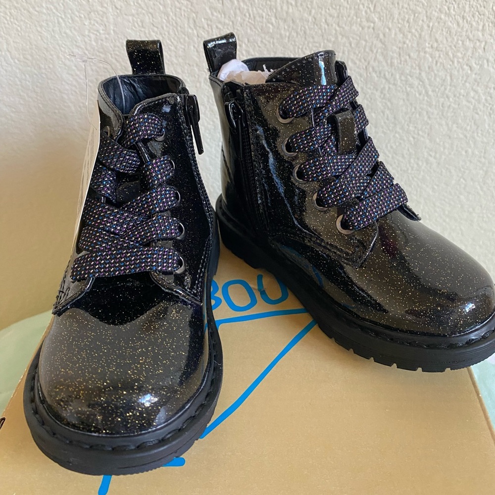 NWT Black Little Reese Glittery Girls Boots size 7